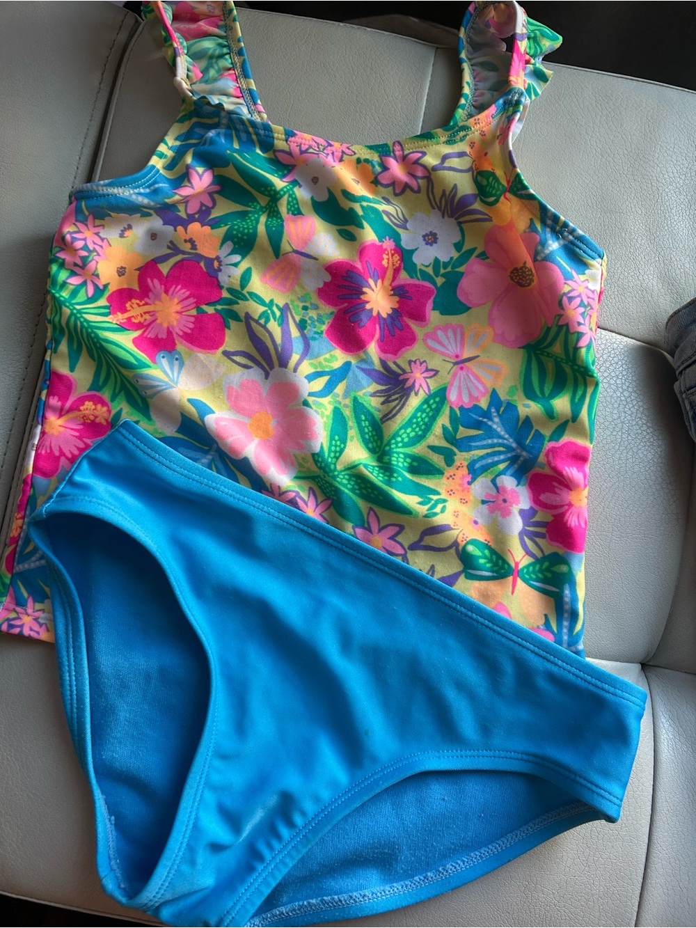 Cat & Jack Girls Floral Tankini Set in Yellow and Multicolor
